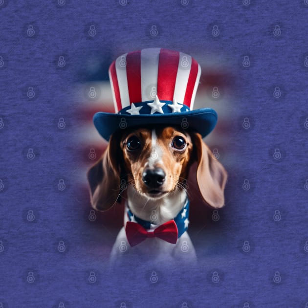 Uncle Sam Patriotic Dachshund Brown by Long-N-Short-Shop